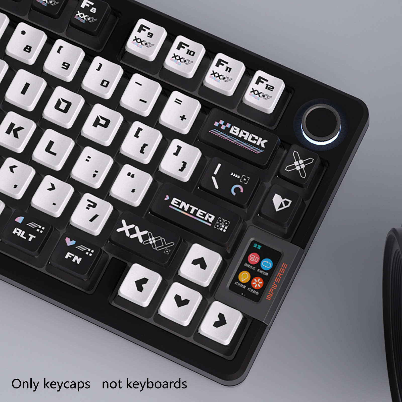 Keyboard Gaming Transparent - 122 Tombol Hitam Putih Tema Puding