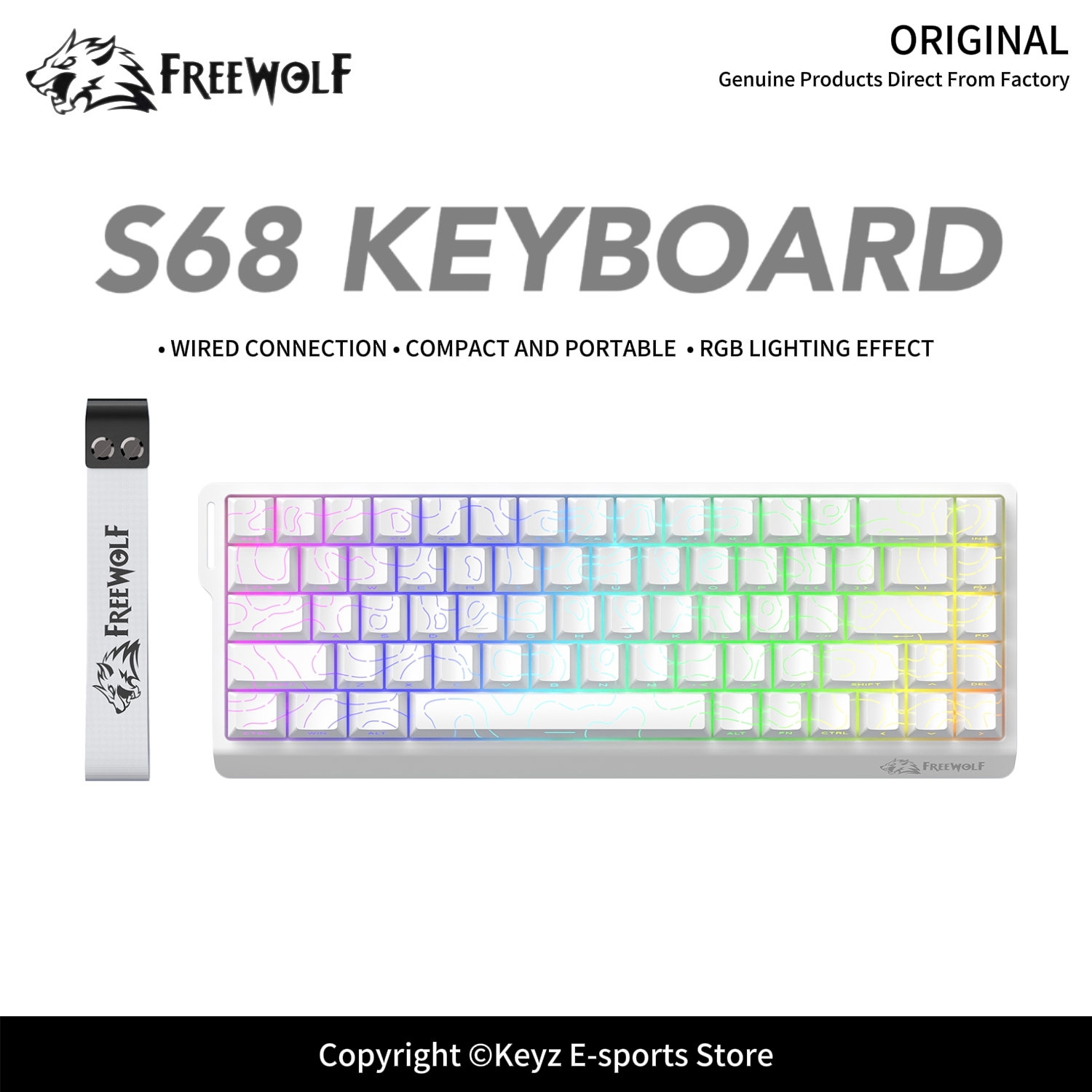 Gaming Keyboard Hand - FREEWOLF S68 Keyboard Gaming Berkabel 68