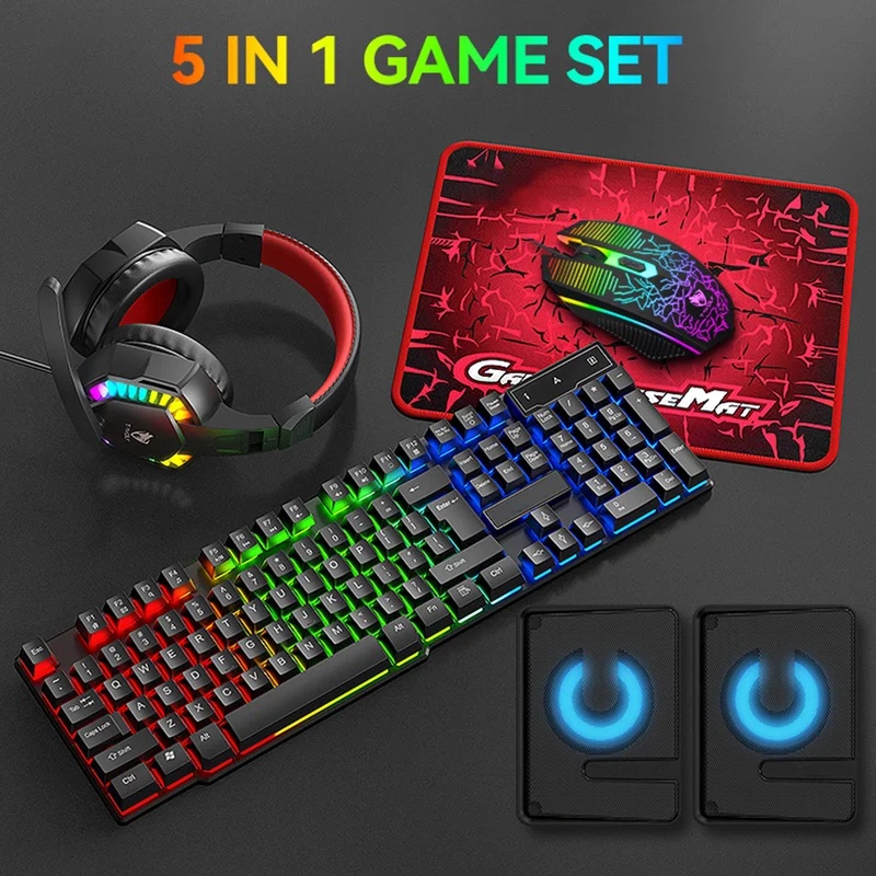 Set Gaming 5-in-1: Keyboard, M - Gaming Keyboard And Mouse Set ulasan dan harga